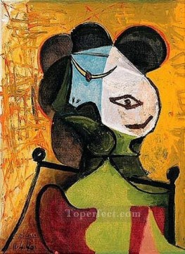  1960 Oil Painting - Buste de femme 2 1960 Cubism